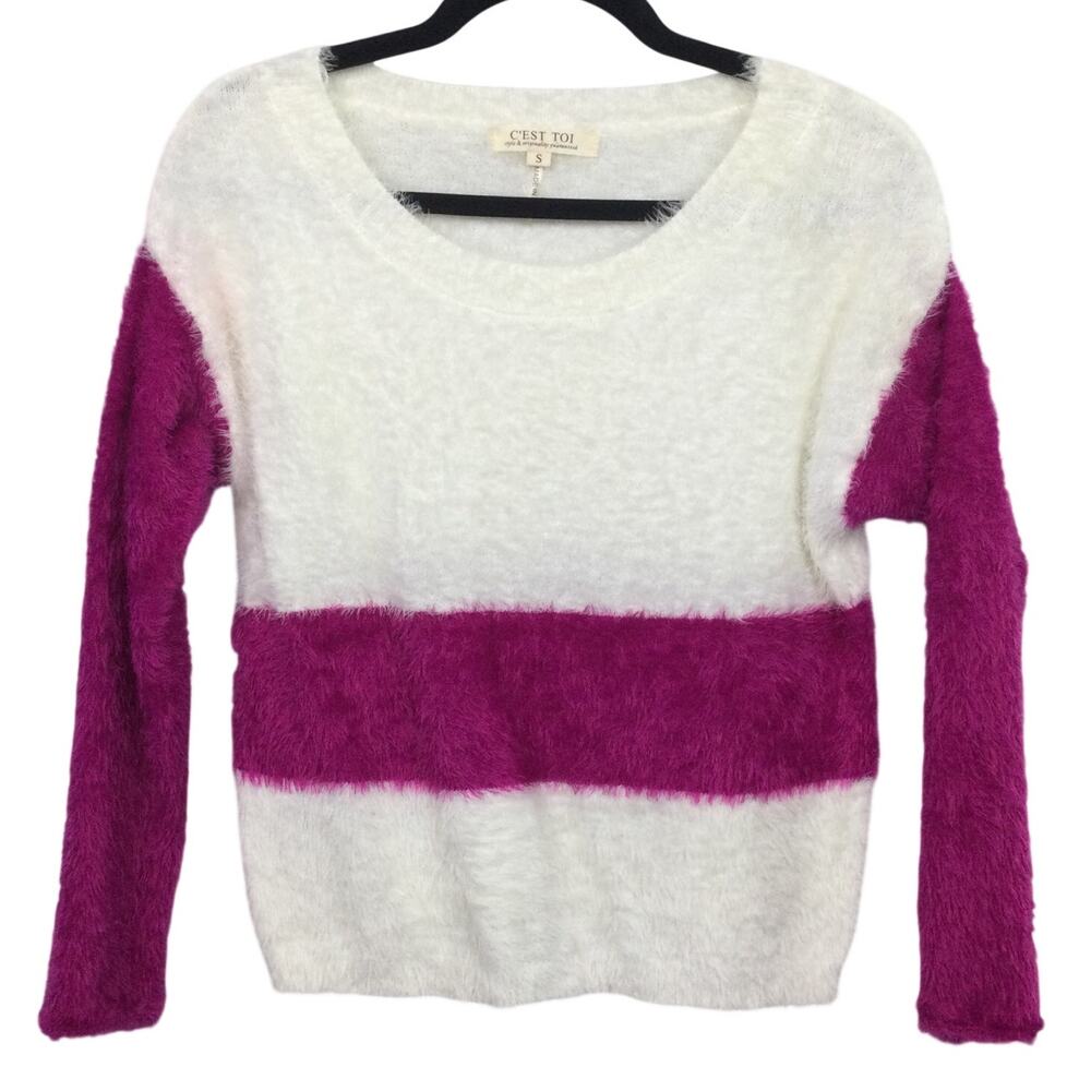 C’est Toi Eyelash Cozy Drop Shoulder Boat Neck Long Sleeve Pullover Sweater S